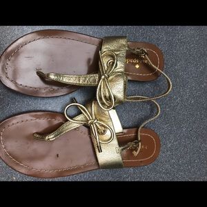 Gold Kate Spade sandals EUC size 7 1/2